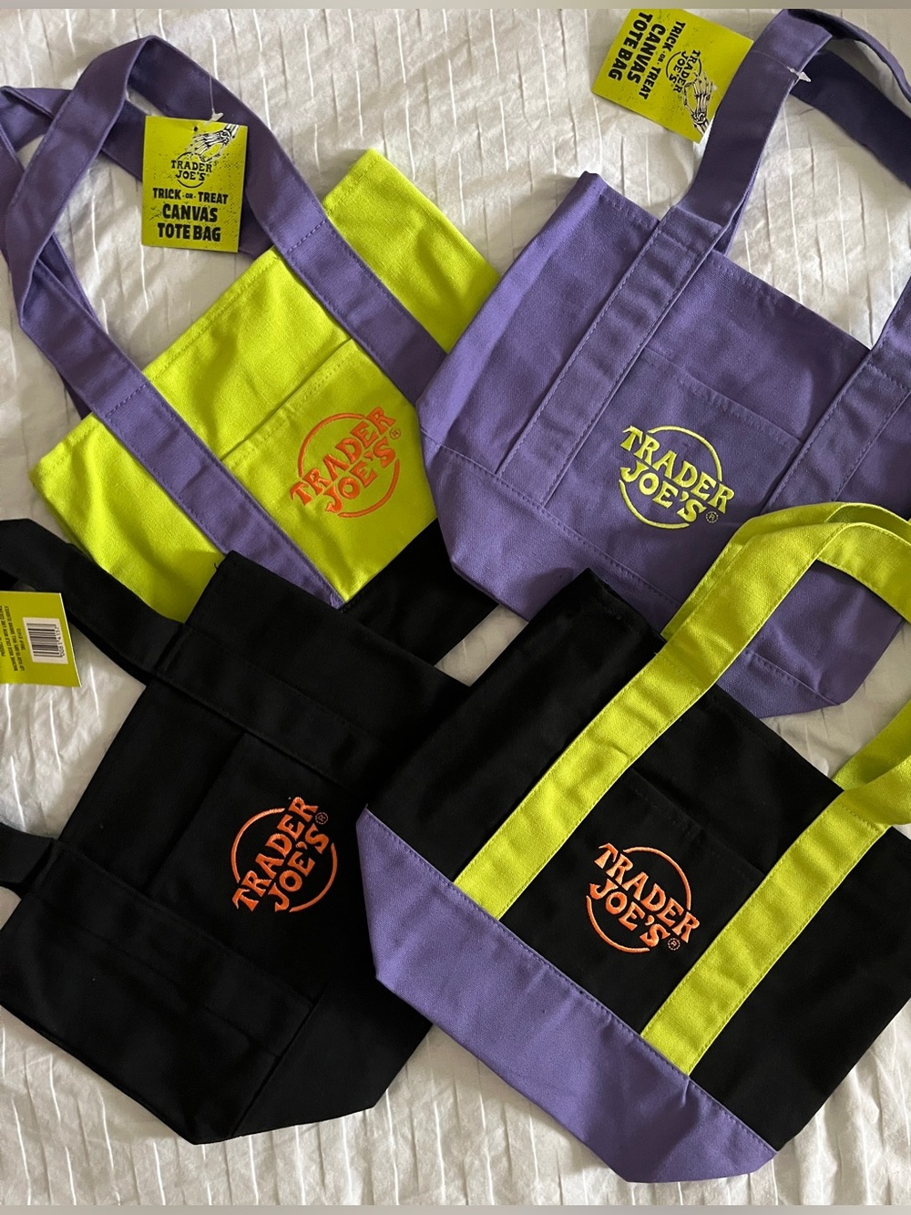 🎃 2026 NWT Trader Joe’s Mini Canvas Tote Bag | Full Set 4 Colorblock